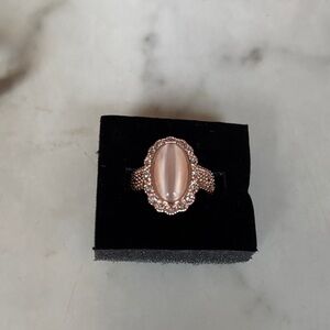 Rose Gold Oval Cat's Eye Statement Ring - Women's Fashion Jewelry